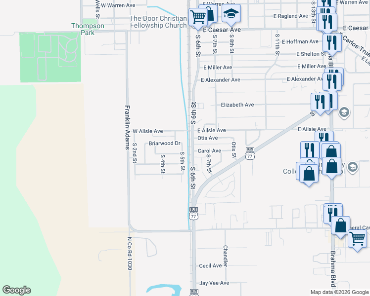 map of restaurants, bars, coffee shops, grocery stores, and more near 110 Briarwood Drive in Kingsville
