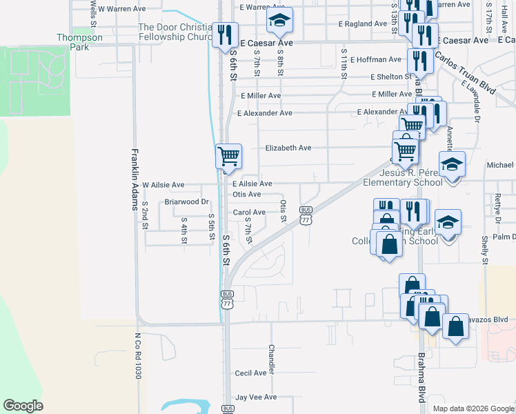 map of restaurants, bars, coffee shops, grocery stores, and more near 217 Otis Street in Kingsville