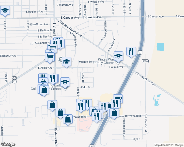 map of restaurants, bars, coffee shops, grocery stores, and more near 1413 Brenda Avenue in Kingsville