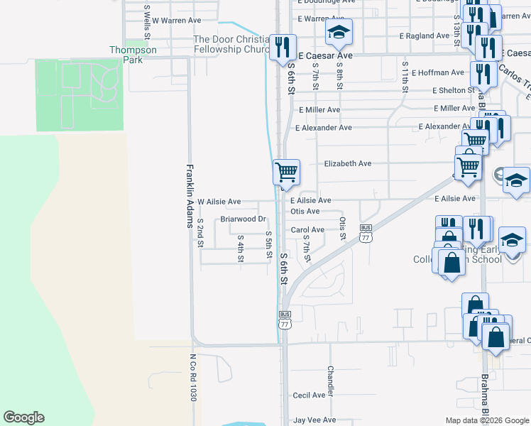 map of restaurants, bars, coffee shops, grocery stores, and more near 110 Briarwood Drive in Kingsville