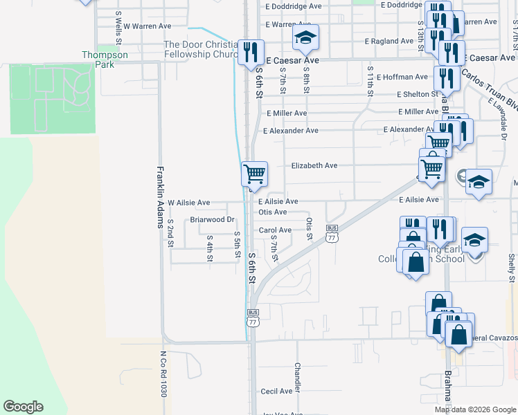 map of restaurants, bars, coffee shops, grocery stores, and more near 201 Otis Street in Kingsville