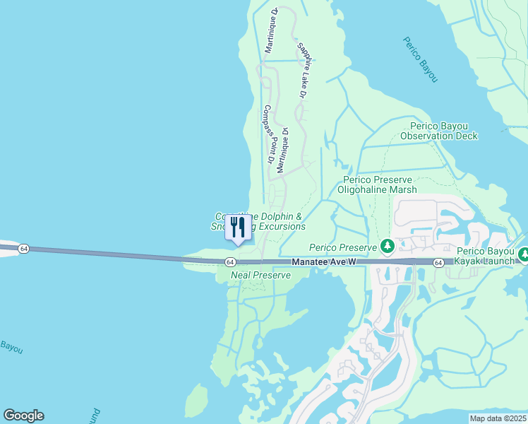 map of restaurants, bars, coffee shops, grocery stores, and more near 396 Aruba Circle in Bradenton