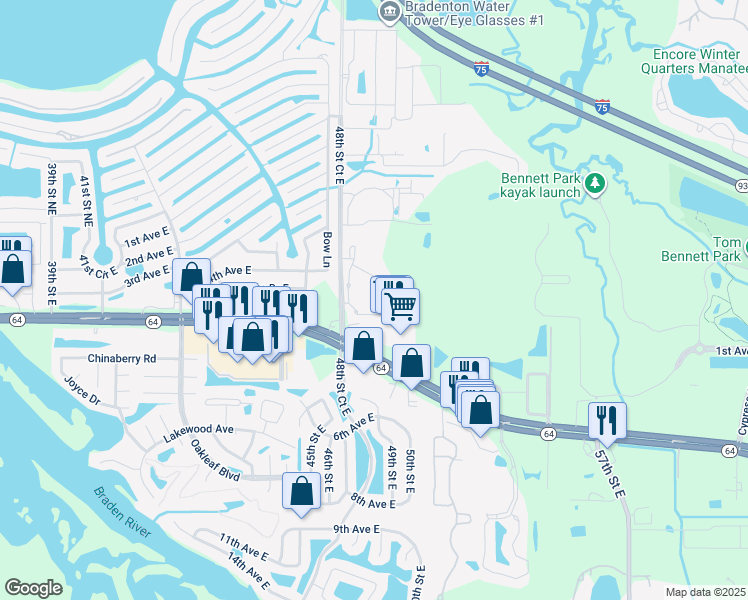 map of restaurants, bars, coffee shops, grocery stores, and more near 420 Salt Meadow Circle in Bradenton