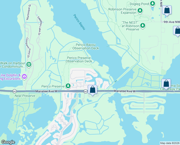 map of restaurants, bars, coffee shops, grocery stores, and more near 11223 Sanctuary Drive in Bradenton