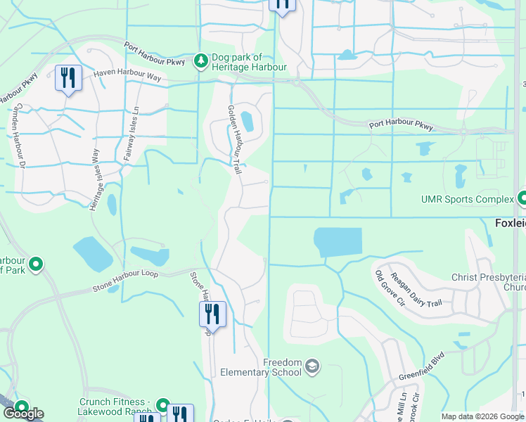 map of restaurants, bars, coffee shops, grocery stores, and more near 9110 Brookfield Terrace in Bradenton