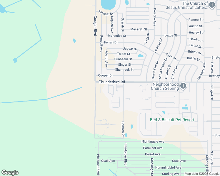 map of restaurants, bars, coffee shops, grocery stores, and more near 1629 Willow Run in Sebring
