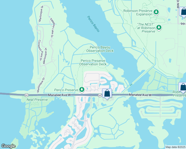map of restaurants, bars, coffee shops, grocery stores, and more near 11323 Perico Isle Circle in Bradenton
