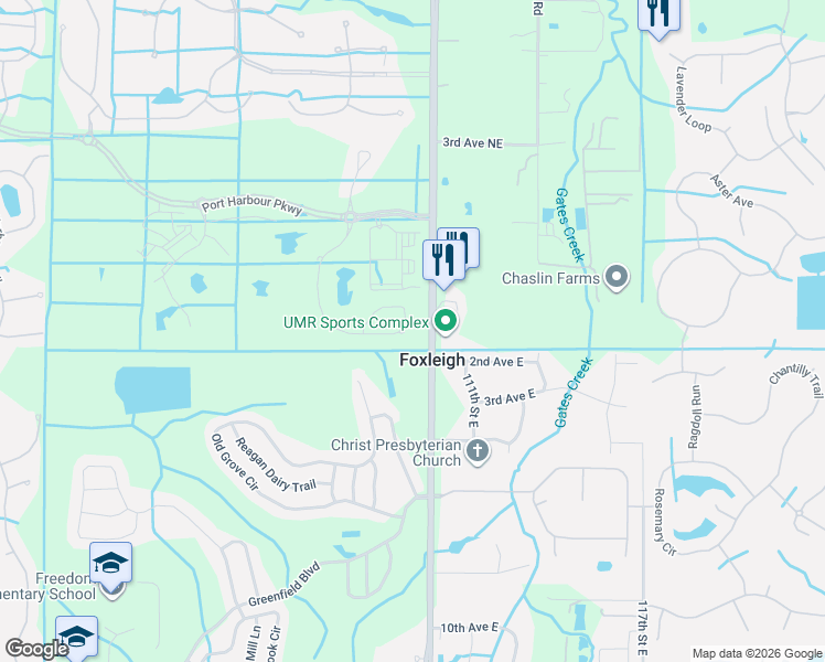 map of restaurants, bars, coffee shops, grocery stores, and more near 108 Upper Manatee River Road in Bradenton