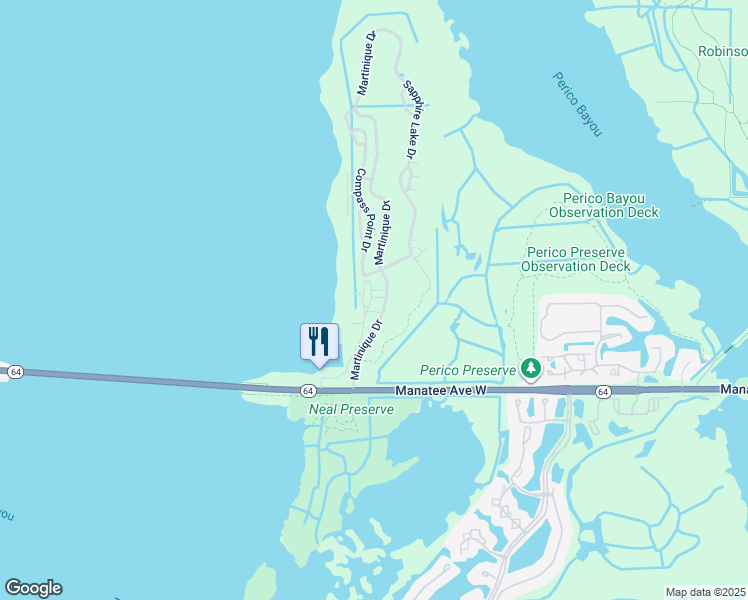 map of restaurants, bars, coffee shops, grocery stores, and more near 391 Aruba Circle in Bradenton