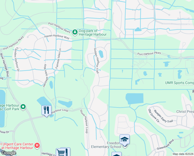 map of restaurants, bars, coffee shops, grocery stores, and more near 326 Golden Harbour Trail in Bradenton