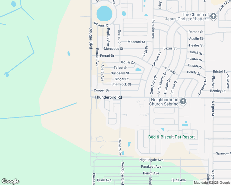 map of restaurants, bars, coffee shops, grocery stores, and more near 4600 Cooper Drive in Sebring