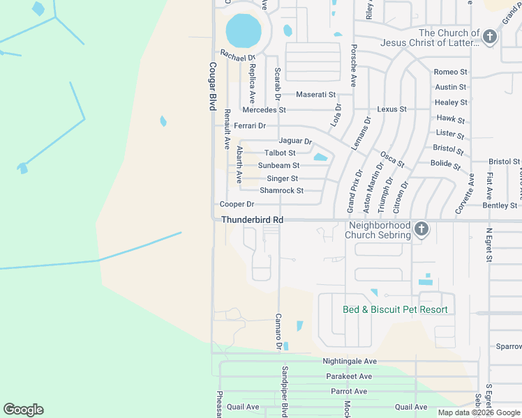 map of restaurants, bars, coffee shops, grocery stores, and more near 4600 Cooper Drive in Sebring
