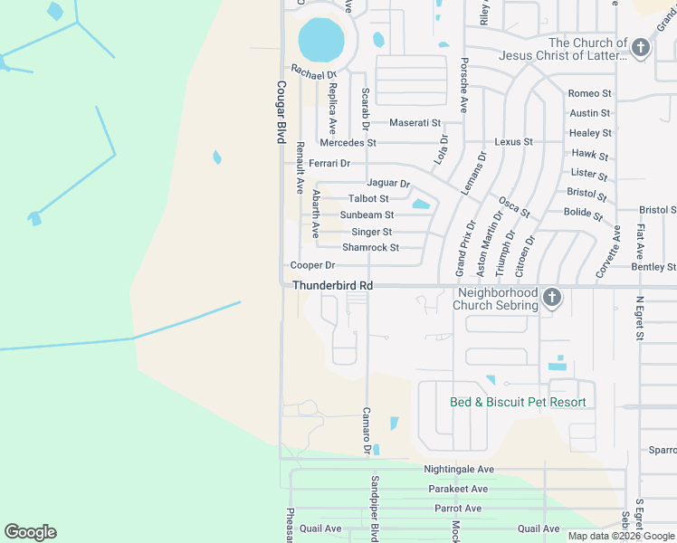 map of restaurants, bars, coffee shops, grocery stores, and more near 4600 Cooper Drive in Sebring