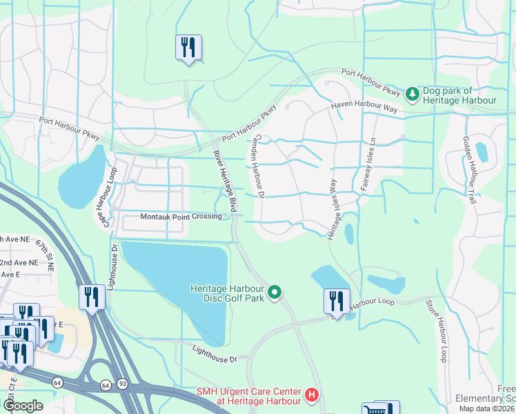 map of restaurants, bars, coffee shops, grocery stores, and more near 7604 Camden Harbour Drive in Bradenton