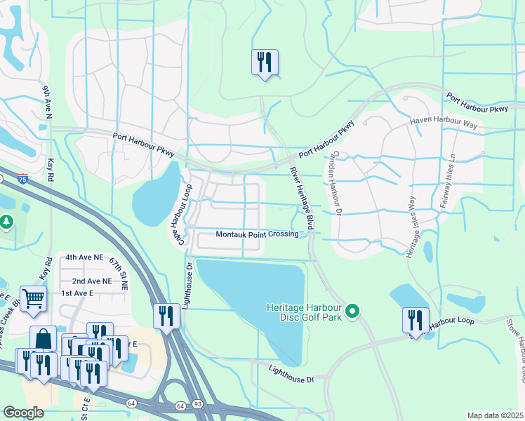 map of restaurants, bars, coffee shops, grocery stores, and more near 7077 Chatum Light Run in Bradenton