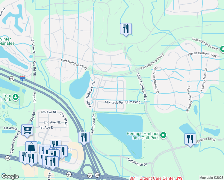 map of restaurants, bars, coffee shops, grocery stores, and more near 337 Beacon Harbour Loop in Bradenton