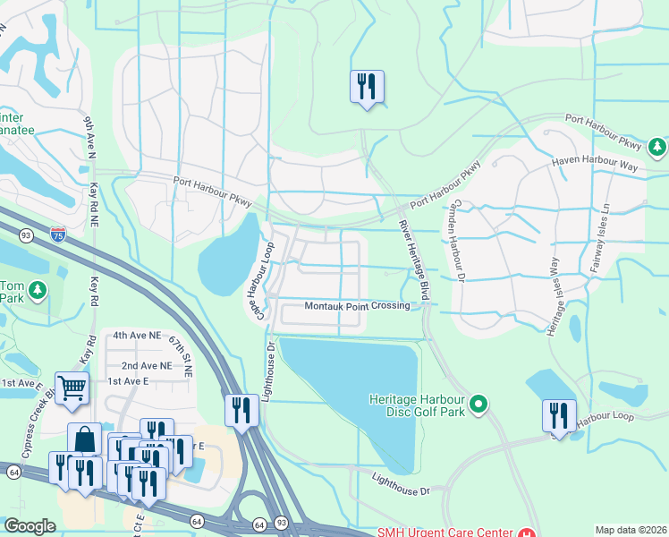 map of restaurants, bars, coffee shops, grocery stores, and more near 337 Beacon Harbour Loop in Bradenton