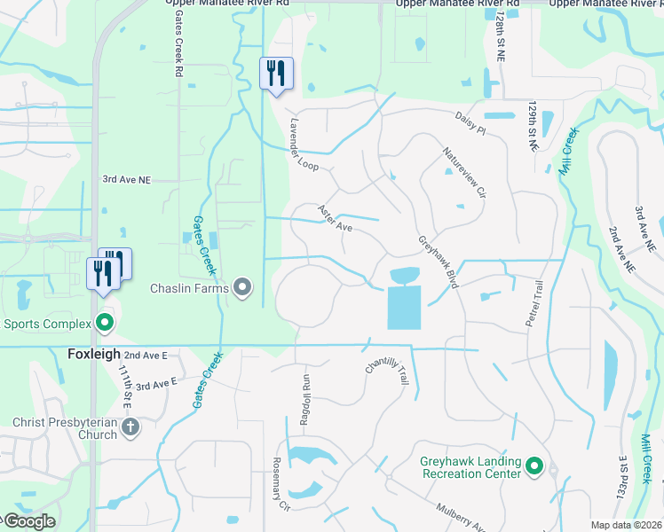 map of restaurants, bars, coffee shops, grocery stores, and more near 356 Snapdragon Loop in Bradenton