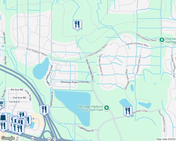 map of restaurants, bars, coffee shops, grocery stores, and more near 7249 Ketch Place in Bradenton