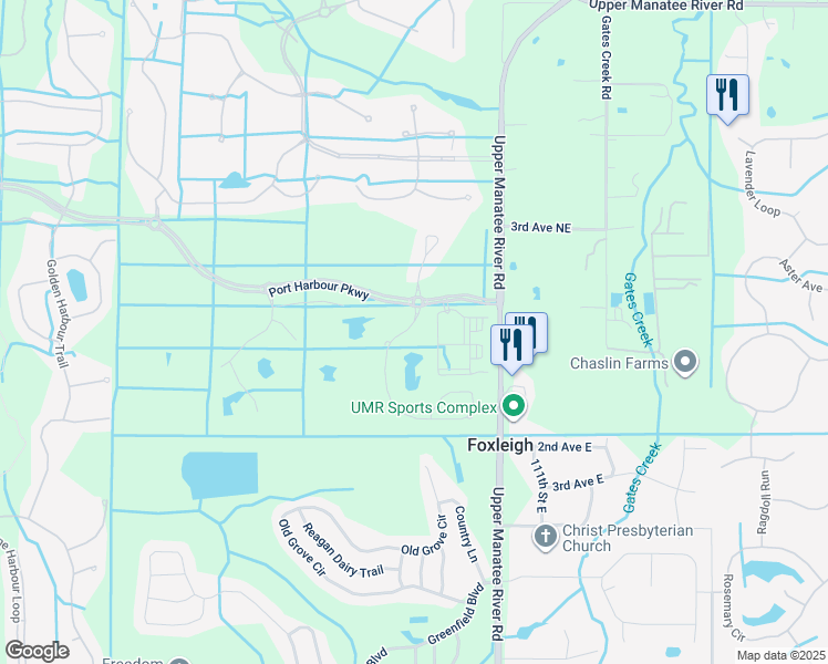 map of restaurants, bars, coffee shops, grocery stores, and more near 265 Van Gogh Cove in Bradenton