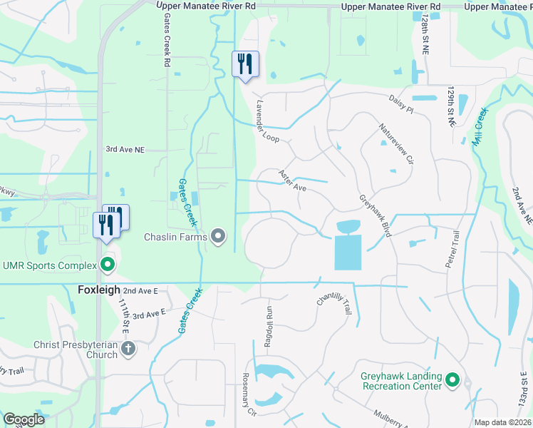map of restaurants, bars, coffee shops, grocery stores, and more near 376 Snapdragon Loop in Bradenton