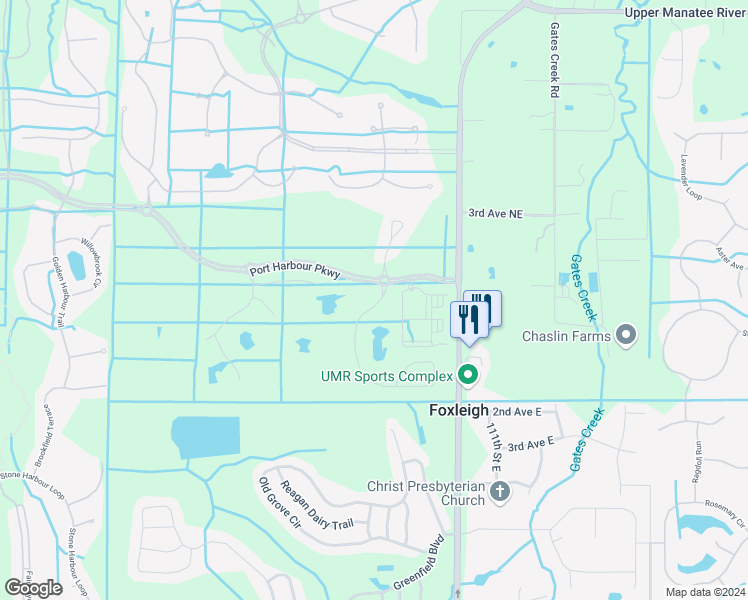 map of restaurants, bars, coffee shops, grocery stores, and more near 265 Van Gogh Cove in Bradenton