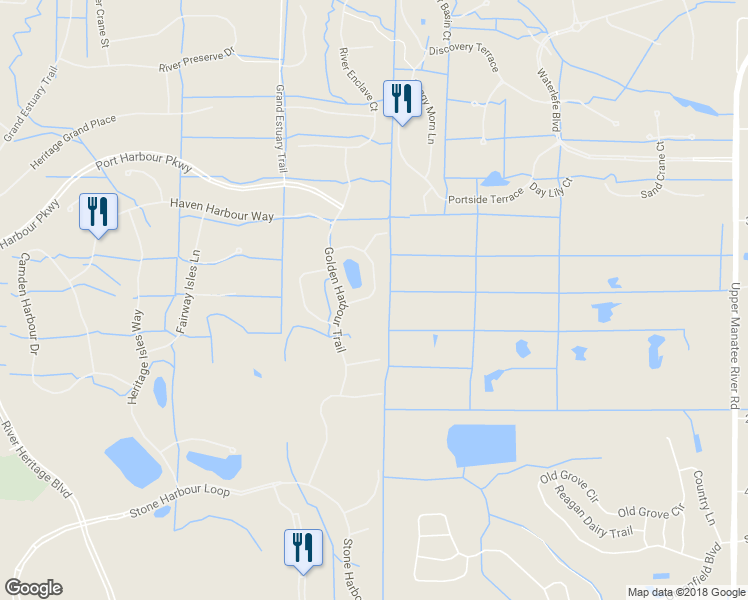 map of restaurants, bars, coffee shops, grocery stores, and more near 9024 Willowbrook Circle in Bradenton