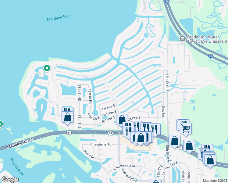 map of restaurants, bars, coffee shops, grocery stores, and more near 4515 Barracuda Drive in Bradenton