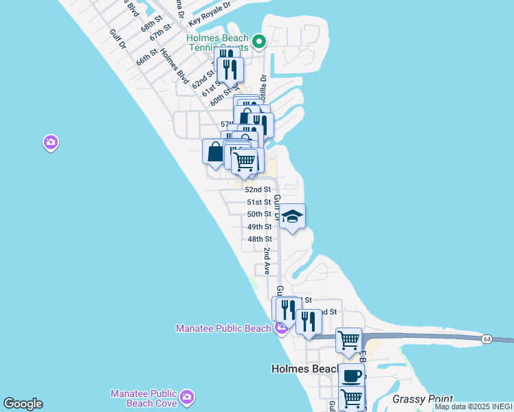 map of restaurants, bars, coffee shops, grocery stores, and more near in Manatee County
