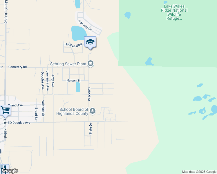 map of restaurants, bars, coffee shops, grocery stores, and more near 4712 Weeping Willow Avenue in Sebring