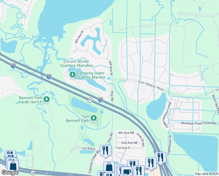 map of restaurants, bars, coffee shops, grocery stores, and more near 1006 Osceola Boulevard in Bradenton