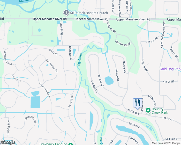 map of restaurants, bars, coffee shops, grocery stores, and more near 13514 2nd Avenue Northeast in Bradenton