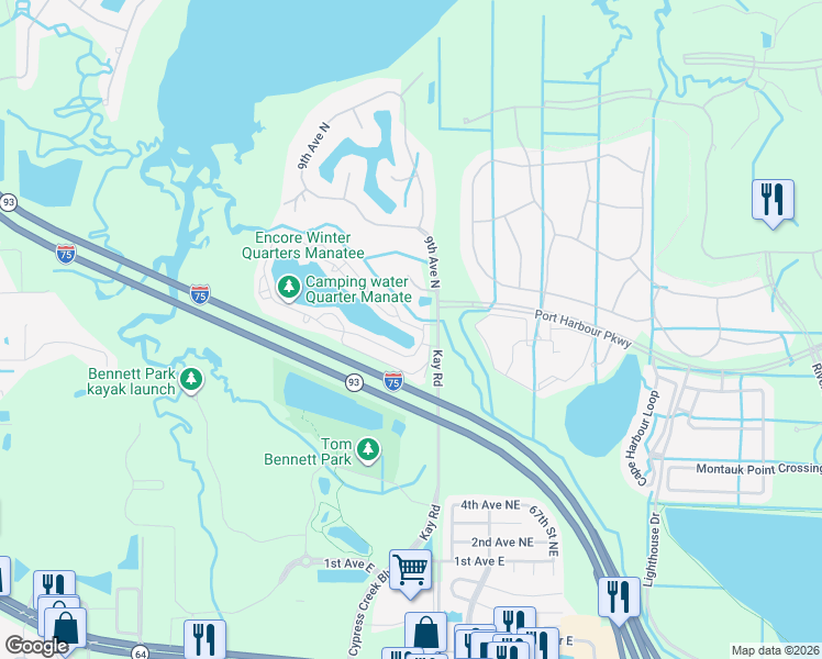map of restaurants, bars, coffee shops, grocery stores, and more near 1006 Osceola Boulevard in Bradenton