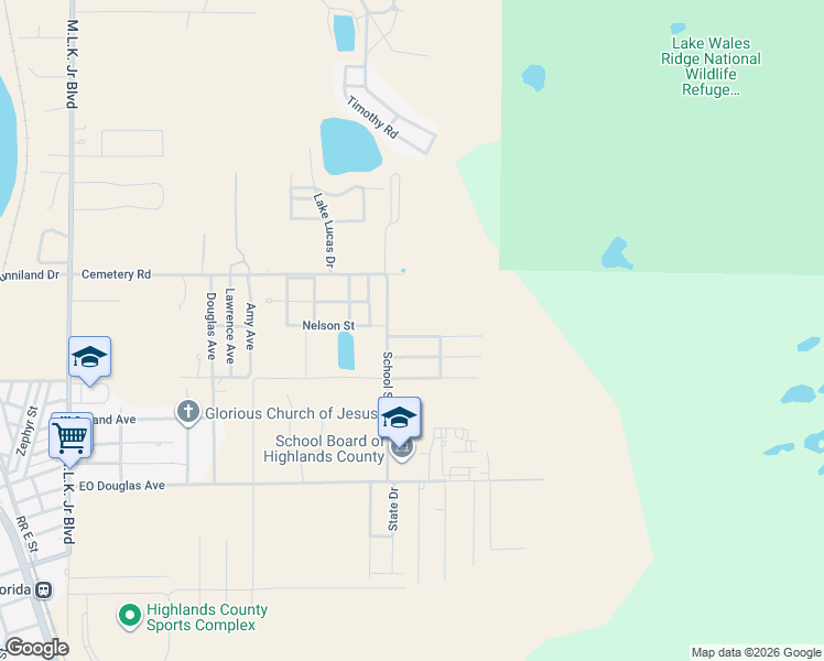 map of restaurants, bars, coffee shops, grocery stores, and more near 4526 Weeping Willow Avenue in Sebring