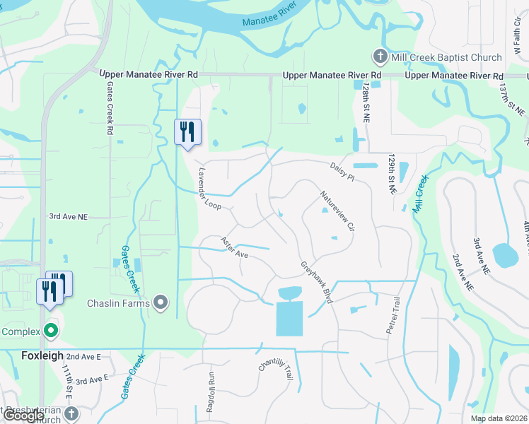 map of restaurants, bars, coffee shops, grocery stores, and more near 239 Dahlia Court in Bradenton