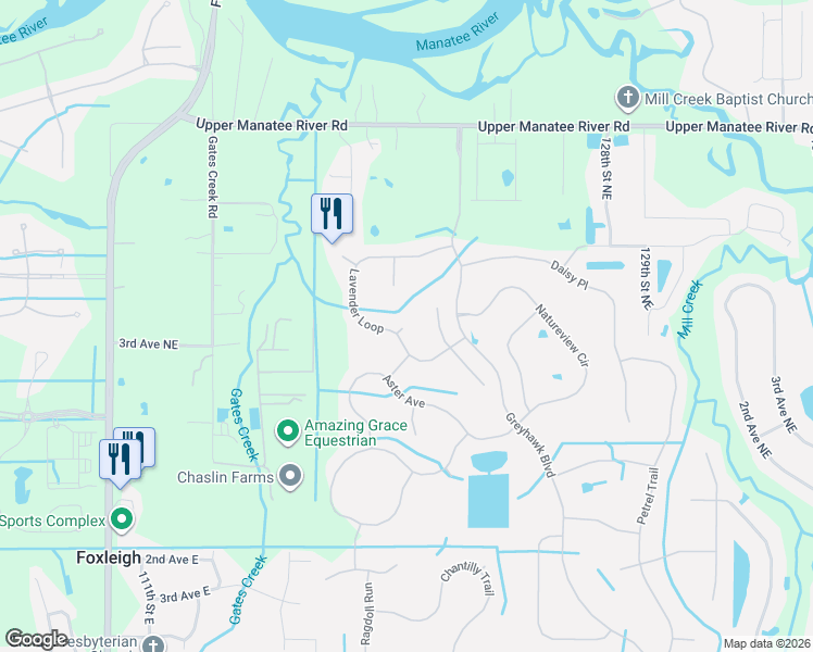 map of restaurants, bars, coffee shops, grocery stores, and more near 12342 Lavender Loop in Bradenton