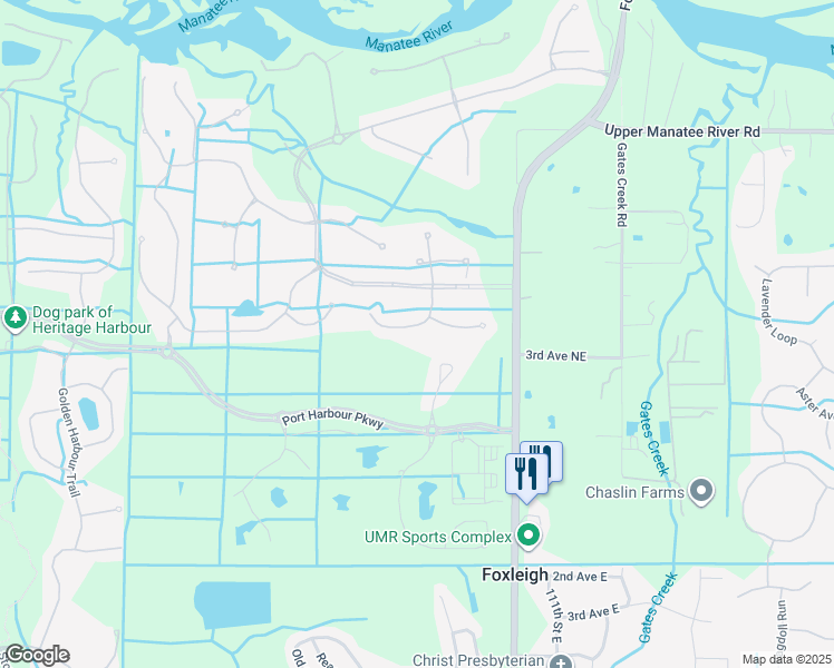 map of restaurants, bars, coffee shops, grocery stores, and more near 515 Sand Crane Court in Bradenton