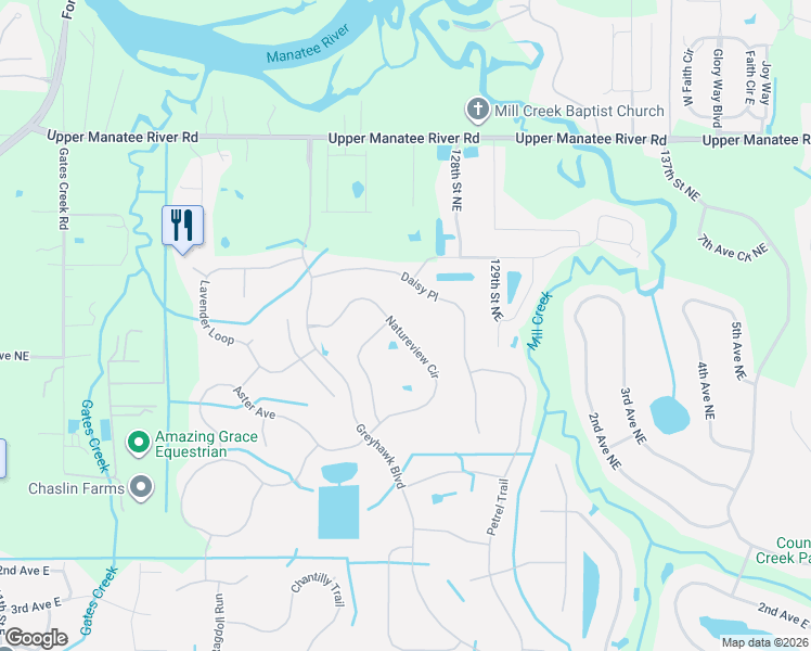 map of restaurants, bars, coffee shops, grocery stores, and more near 12475 Natureview Circle in Bradenton