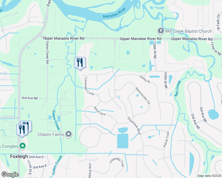 map of restaurants, bars, coffee shops, grocery stores, and more near 219 Dahlia Court in Bradenton