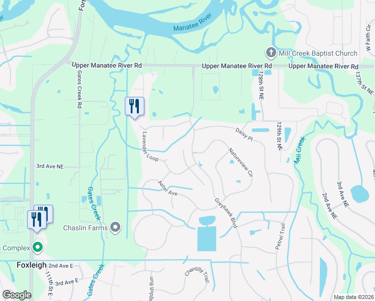 map of restaurants, bars, coffee shops, grocery stores, and more near 219 Dahlia Court in Bradenton