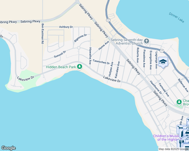 map of restaurants, bars, coffee shops, grocery stores, and more near 2691 Lakeview Drive in Sebring