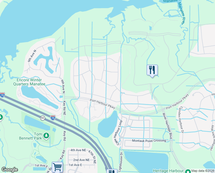 map of restaurants, bars, coffee shops, grocery stores, and more near 122 Sweet Tree Street in Bradenton
