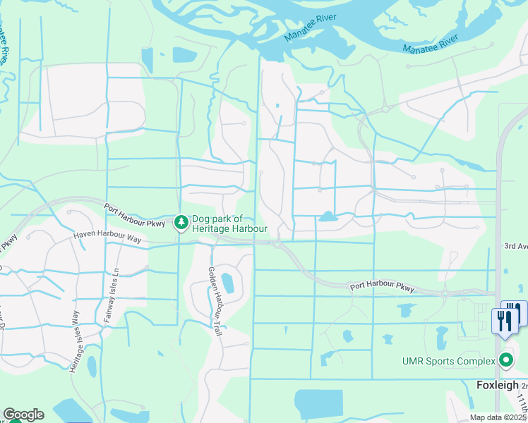 map of restaurants, bars, coffee shops, grocery stores, and more near 9455 Portside Terrace in Bradenton