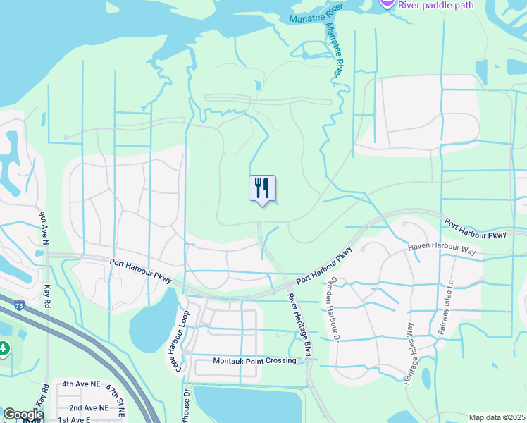 map of restaurants, bars, coffee shops, grocery stores, and more near 7155 Grand Estuary Trail in Bradenton