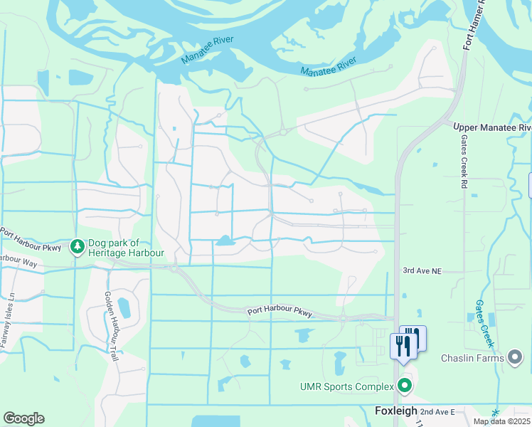 map of restaurants, bars, coffee shops, grocery stores, and more near 9931 Portside Terrace in Bradenton