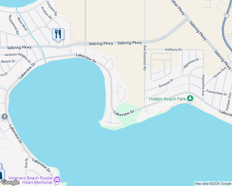 map of restaurants, bars, coffee shops, grocery stores, and more near 2403 Davis Circle in Sebring