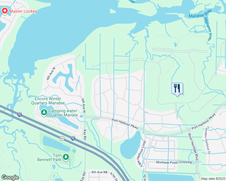 map of restaurants, bars, coffee shops, grocery stores, and more near Heritage Preserve Run in Bradenton