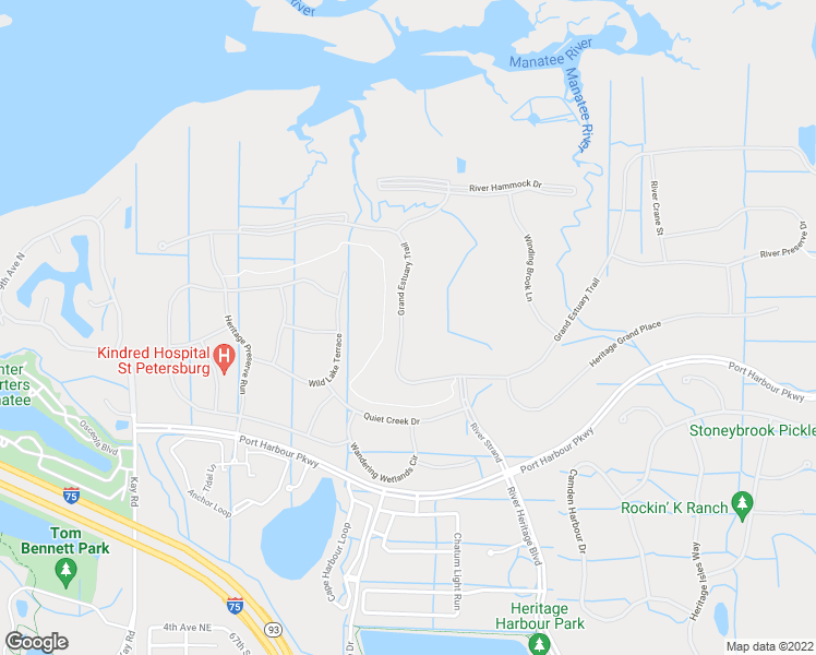 map of restaurants, bars, coffee shops, grocery stores, and more near 7018 Grand Estuary Trail in Bradenton