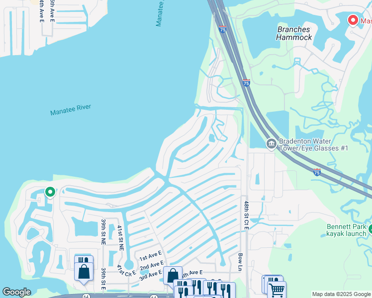 map of restaurants, bars, coffee shops, grocery stores, and more near 536 Fore Drive in Bradenton