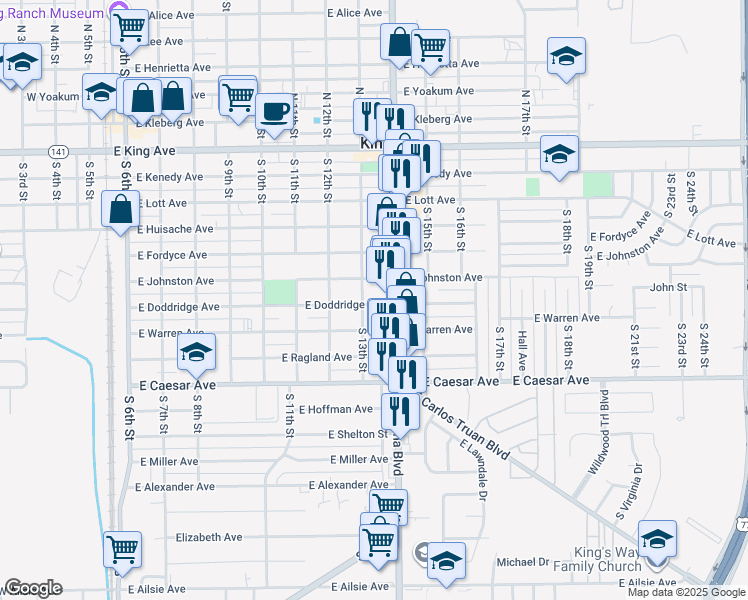 map of restaurants, bars, coffee shops, grocery stores, and more near 910 East Doddridge Avenue in Kingsville